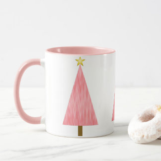Coral Pink Ombre Retro Moderner Weihnachtsbaum Tasse