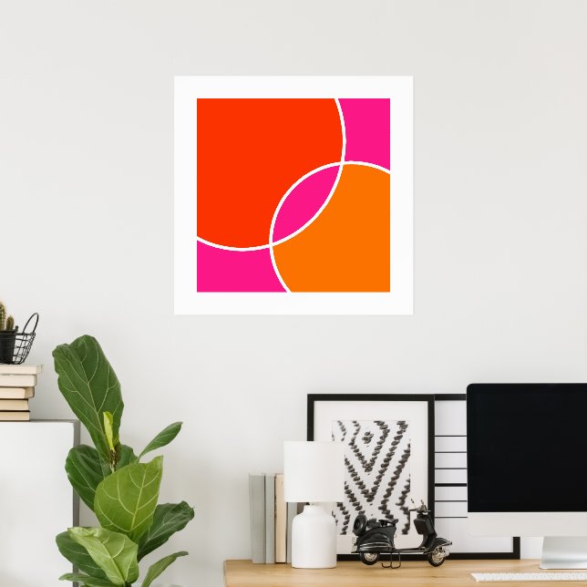 Coral Pink Orange Circles Poster (Heimbüro)