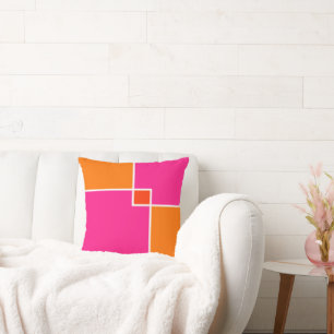 Coral Pink Orange Squares Kissen