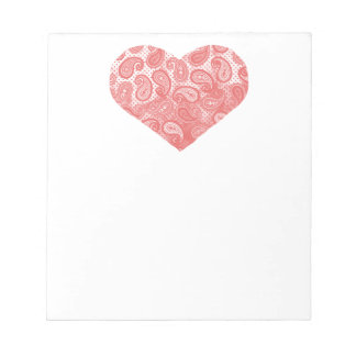 Coral Pink Paisley Heart Notizblock