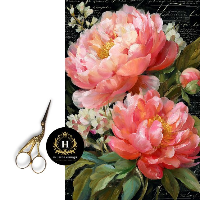 Coral Pink Peony Blume Decoupage Seidenpapier (Von Creator hochgeladen)
