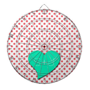 Coral Pink Polka Dots Monogram von Shirley Taylor Dartscheibe