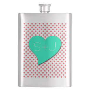 Coral Pink Polka Dots Monogram von Shirley Taylor Flachmann