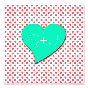 Coral Pink Polka Dots Monogram von Shirley Taylor Fotodruck