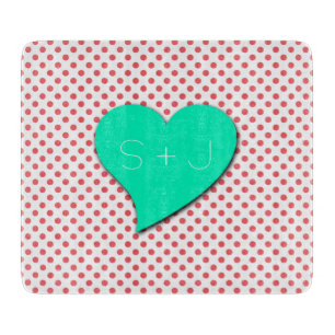 Coral Pink Polka Dots Monogram von Shirley Taylor Schneidebrett