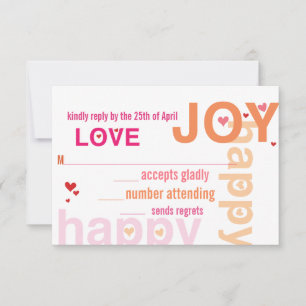 Coral Pink Red Floral Moderne Typografie RSVP Karte