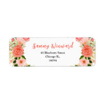 Coral Pink Red Roses and Foliage Bridal Shower