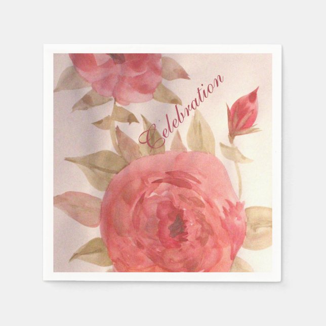 Coral Pink Rose Napkins Serviette (Vorderseite)