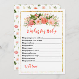 Coral Pink Rote Rosen Babydusche Wünsche für Kinde Einladung