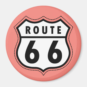 Coral Pink Route 66 Zeichen Magnet