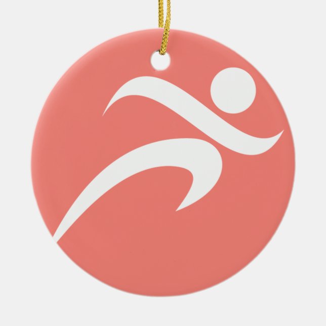 Coral Pink Running Keramik Ornament (Vorne)