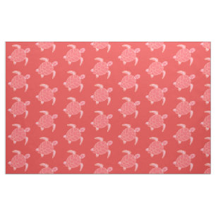 Coral Pink Sea Turtles Pattern Stoff