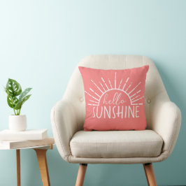 Coral Pink Simple Modern Hello Sunshine Kissen