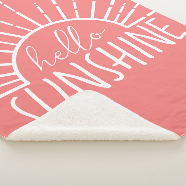 Coral Pink Simple Modern Hello Sunshine Sherpadecke (3/4)