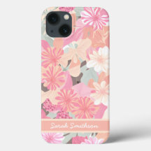 Coral Pink Spring Wildblumen Trendy Floral