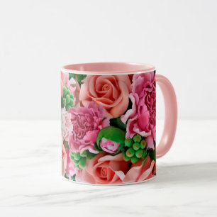 Coral & Pink Tee Rose Blume Tasse