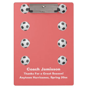 Coral Pink, Thank You Soccer Coach, Name, Klemmbrett