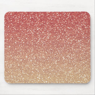 Coral Pink und Gold Imitate Glitzer Mousepad