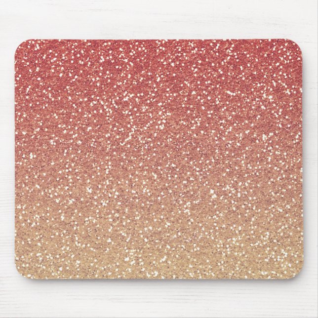 Coral Pink und Gold Imitate Glitzer Mousepad (Vorne)
