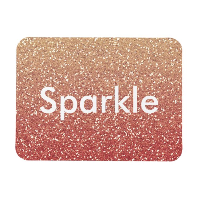 Coral Pink und Gold Imitate Glitzer Sparkle Magnet (Horizontal)