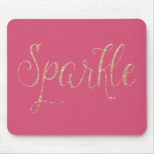 Coral Pink und Gold Imitate Glitzer Sparkle Mousepad