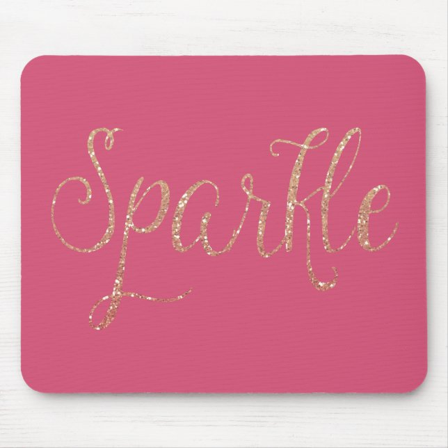 Coral Pink und Gold Imitate Glitzer Sparkle Mousepad (Vorne)