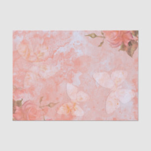 Coral Pink Vintag Butterfly Rose Brautparty Seidenpapier