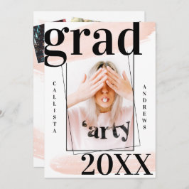 Coral Pink Wasserfarbe Pinselstrich Foto Abschluss Einladung