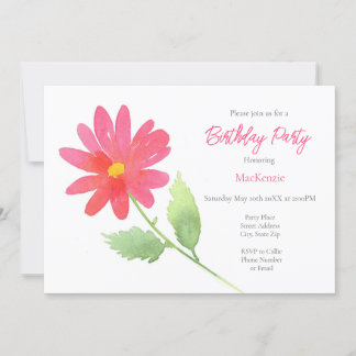 Coral Pink Watercolor Daisy Einladung