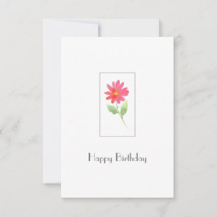 Coral Pink Watercolor Daisy Karte