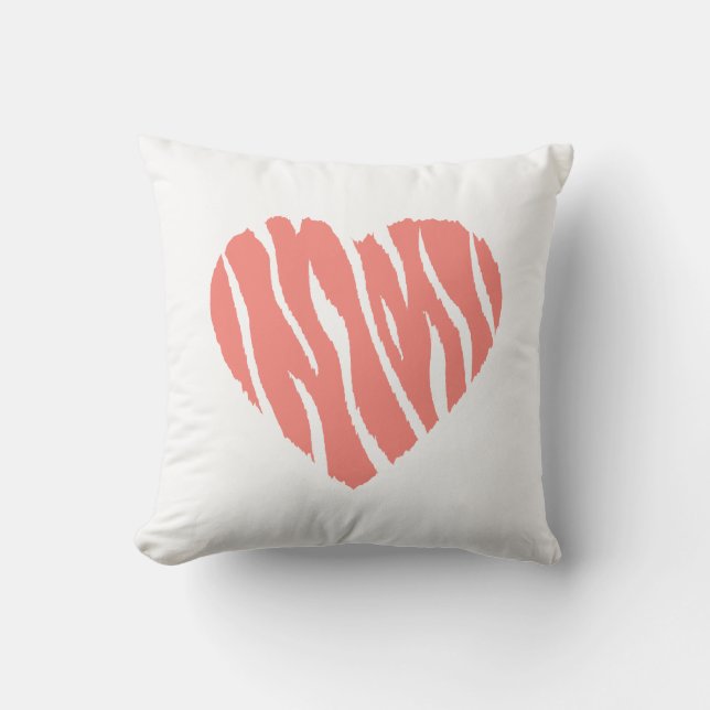 Coral Pink Wild Heart Kissen (Vorderseite)