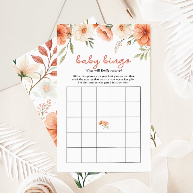 Coral Pink Wildblume Baby Bingo Baby Showspiel (Von Creator hochgeladen)