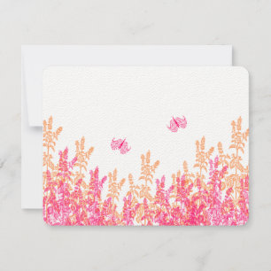 Coral & Pink Wildblume Butterfly Wedding RSVP Karte