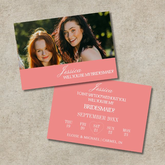 Coral Pink Will You Be My Bridesmaid Proposal Card Einladung (Coral Pink Will You Be My Bridesmaid Proposal Card)