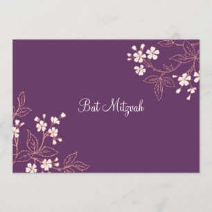 Coral Plum Damask Bat Mitzvah Einladungen