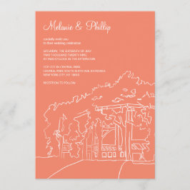 Coral Polizist Cot Central Park Wedding Einladung