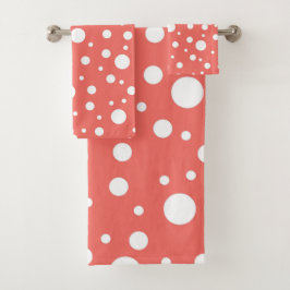 Coral Polka Dot Badhandtuch Set