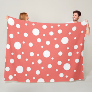 Coral Polka Dot Fleecedecke