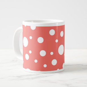 Coral Polka Dot Jumbo-Tasse