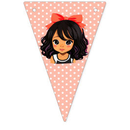 Coral Polka Dot Little Girl's Birthday Wimpelkette