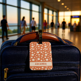Coral Polka Dot Patterns - custon name Gepäckanhänger