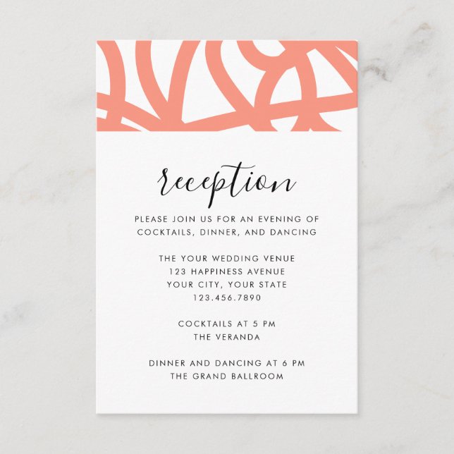 Coral Pop Moderner Minimalistischer Abstrakter Swi Begleitkarte (Vorderseite)