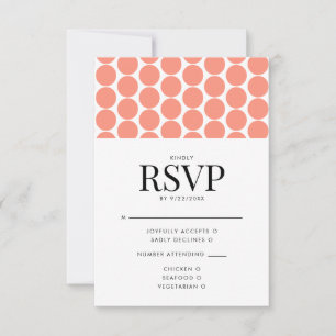 Coral Pop Moderner Minimalistischer Polka Dot RSVP Karte