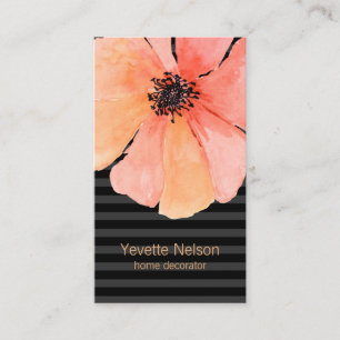 Coral Poppy Contemporary Schwarz Visitenkarte