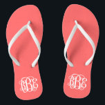 Coral Preppy Script Monogram Flip Flops<br><div class="desc">BITTE KONTAKTIEREN SIE MICH VOR DER BESTELLUNG MIT IHREN MONOGRAMM-INITIALEN IN DIESER BESTELLUNG: ERSTE, LETZTE, MITTLERE. Ich werde Ihre Monografie anpassen und Ihnen den Link zu bestellen. Bitte warten Sie bis ich Ihnen den Link mit Ihrem individuellen Design geschickt habe. Niedliche Preppy drehe Sandalen personalisiert mit einem benutzerdefinierten Skript-Monogramm drehen....</div>