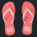 Coral Preppy Script Monogram Flip Flops<br><div class="desc">BITTE KONTAKTIEREN SIE MICH VOR DER BESTELLUNG MIT IHREN MONOGRAMM-INITIALEN IN DIESER BESTELLUNG: ERSTE, LETZTE, MITTLERE. Ich werde Ihre Monografie anpassen und Ihnen den Link zu bestellen. Bitte warten Sie bis ich Ihnen den Link mit Ihrem individuellen Design geschickt habe. Niedliche Preppy drehe Sandalen personalisiert mit einem benutzerdefinierten Skript-Monogramm drehen....</div>
