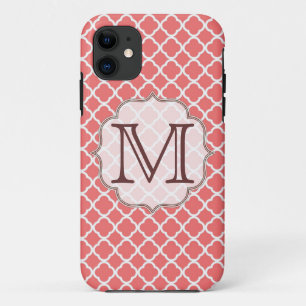 Coral Quaterfoil Latti Monogram IPHONE 5 Fall 11 Hülle