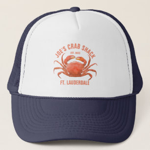 Coral Red Blue Sea Crab Illustration Truckerkappe