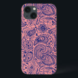 Coral Red & Blue Vintag Floral Paisley Muster Case-Mate iPhone Hülle<br><div class="desc">Elegantes Vintages Paisley-Spitzenteppich in marineblau und korallenrot. Der blaue Paisley hat einen transparenten Hintergrund. Korallenrot in diesem Beispiel kann in jede Farbe,  die Sie möchten,  mit Navy Blu Paisley ändern.</div>