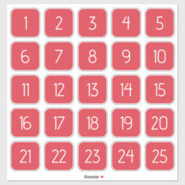 Coral Red Customizable Square Number Stickers Aufkleber